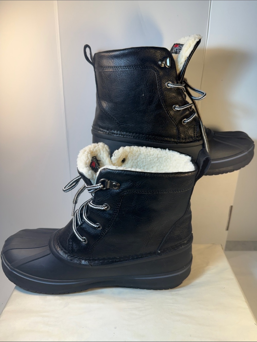 London Fog Black Faux-Shearling Winter Duck Boots